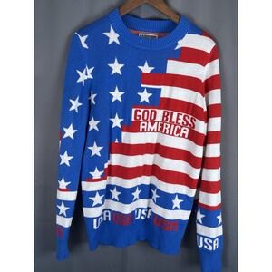 VTG‎ LA Police Gear God Bless America Flag USA Oversized Pullover 4th of July M
